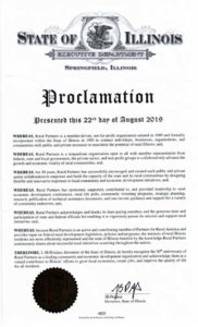 Illinois Governor Proclamation for Rural Partners image of document